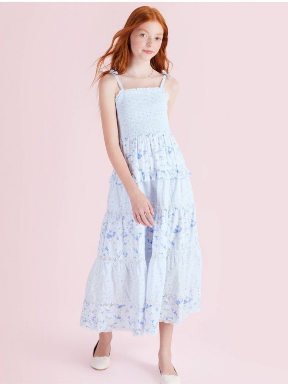 LoveShackFancy x Target Stella Budding Florals Tiered Maxi Dress Girls’s 16 NWOT